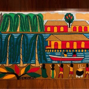 Vibrant Multicolor Tapestry - Scenic Village Design